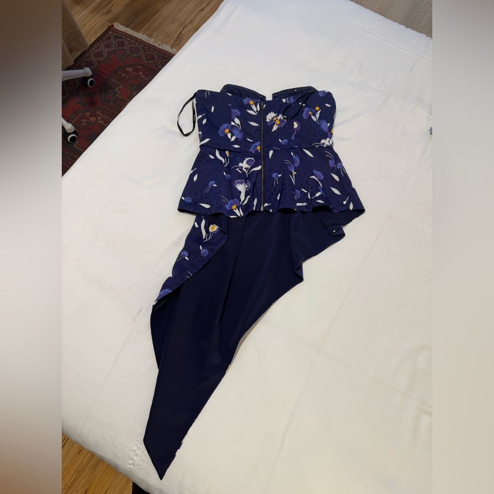 Self-Portrait Strapless Asymmetrical Hem Bustier Top - Picture 3 of 9